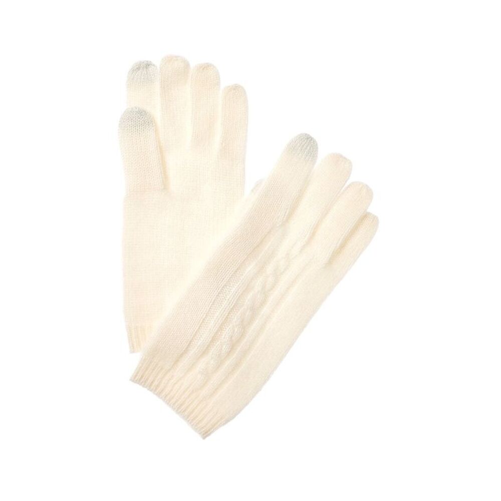 Phenix Placed Cable Touch Tech Cashmere Gloves, White